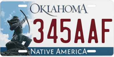 OK license plate 345AAF