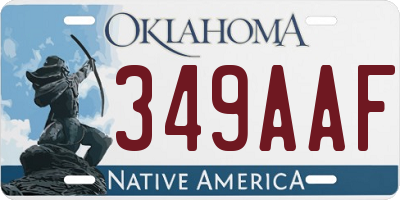 OK license plate 349AAF