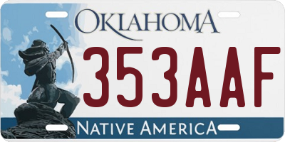 OK license plate 353AAF