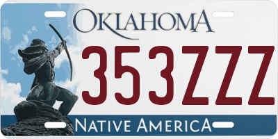 OK license plate 353ZZZ