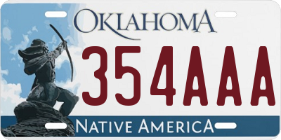 OK license plate 354AAA