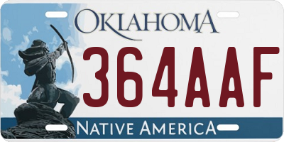 OK license plate 364AAF