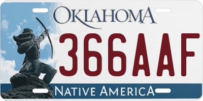 OK license plate 366AAF