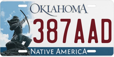 OK license plate 387AAD