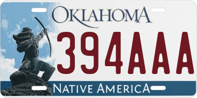 OK license plate 394AAA