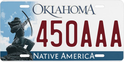 OK license plate 450AAA