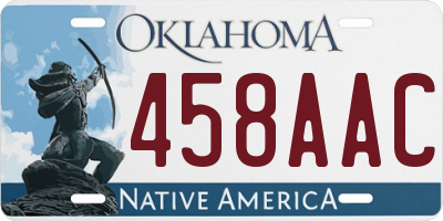 OK license plate 458AAC
