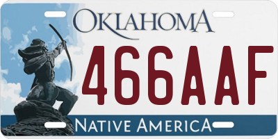 OK license plate 466AAF