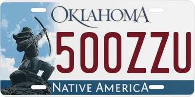 OK license plate 500ZZU