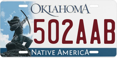 OK license plate 502AAB