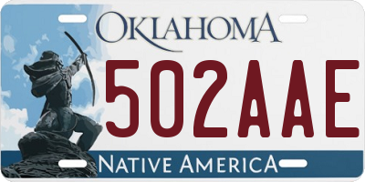 OK license plate 502AAE