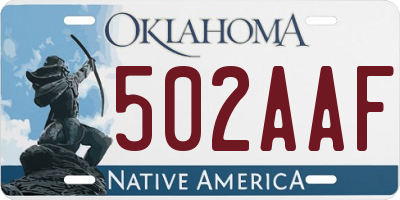 OK license plate 502AAF