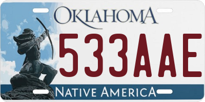 OK license plate 533AAE