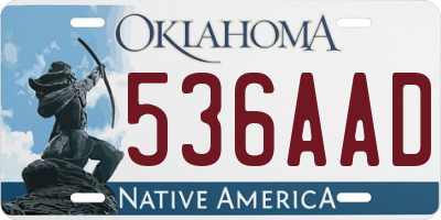 OK license plate 536AAD