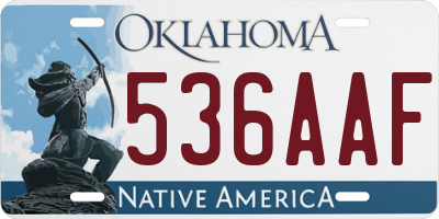 OK license plate 536AAF
