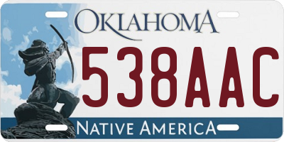 OK license plate 538AAC