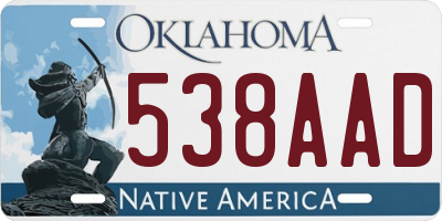 OK license plate 538AAD