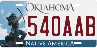 OK license plate 540AAB