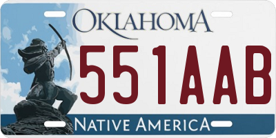 OK license plate 551AAB