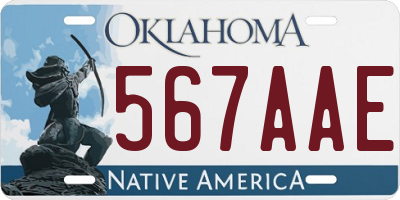OK license plate 567AAE