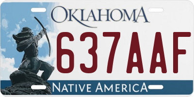 OK license plate 637AAF