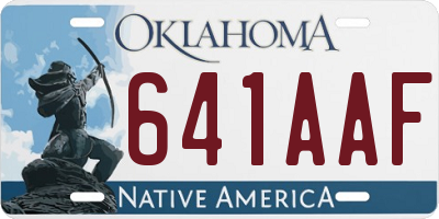 OK license plate 641AAF