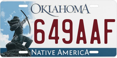 OK license plate 649AAF