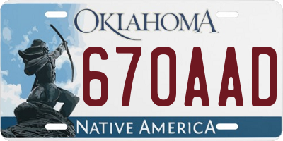 OK license plate 670AAD