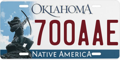 OK license plate 700AAE