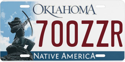 OK license plate 700ZZR