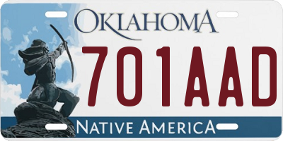 OK license plate 701AAD