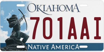 OK license plate 701AAI
