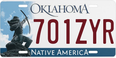 OK license plate 701ZYR