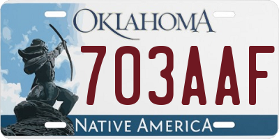 OK license plate 703AAF
