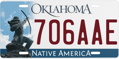 OK license plate 706AAE