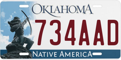 OK license plate 734AAD