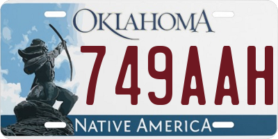 OK license plate 749AAH