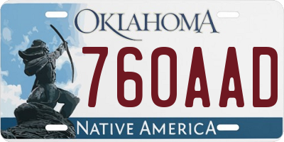 OK license plate 760AAD
