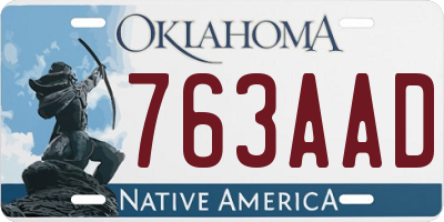 OK license plate 763AAD