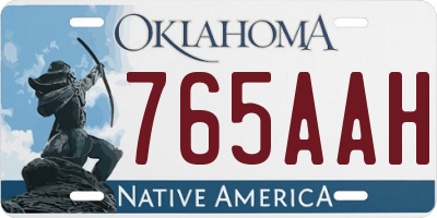 OK license plate 765AAH