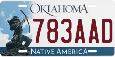 OK license plate 783AAD