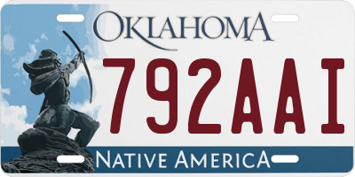 OK license plate 792AAI