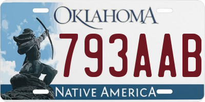 OK license plate 793AAB