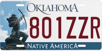 OK license plate 801ZZR