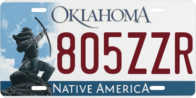 OK license plate 805ZZR