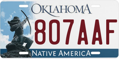 OK license plate 807AAF