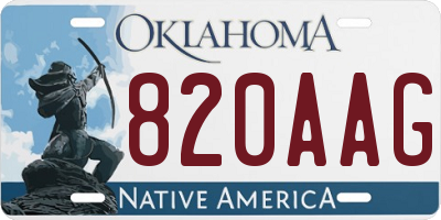 OK license plate 820AAG