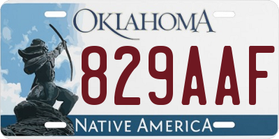 OK license plate 829AAF