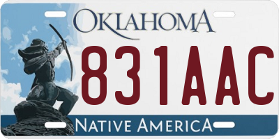 OK license plate 831AAC