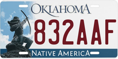 OK license plate 832AAF